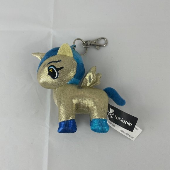 Tokidoki Cleo Unicorno Gold Blue Unicorn 5" Key Chain Plush by Aurora - Picture 2 of 5